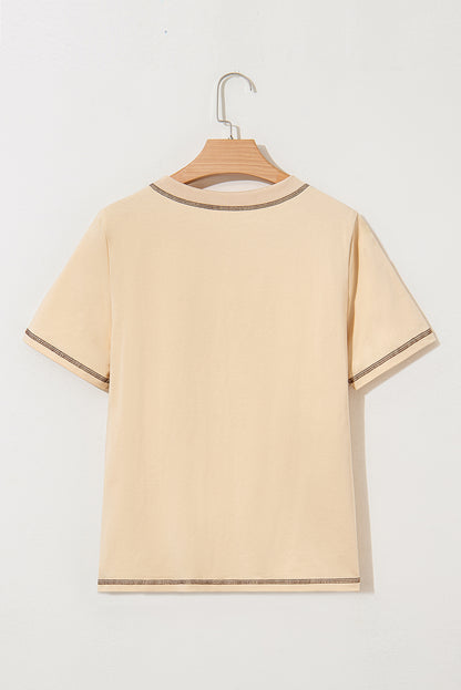 Apricot RODEO Horseshoe Embroidered Patch Pocket T Shirt