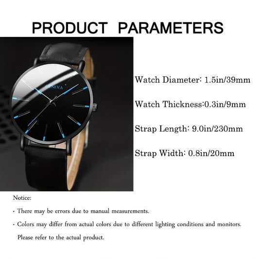 Elegant Men's Quartz Watch with Matching Bracelet and Necklace
