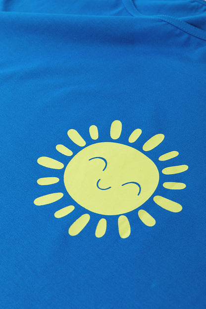 Blue Sun Graphic Casual Tank Top