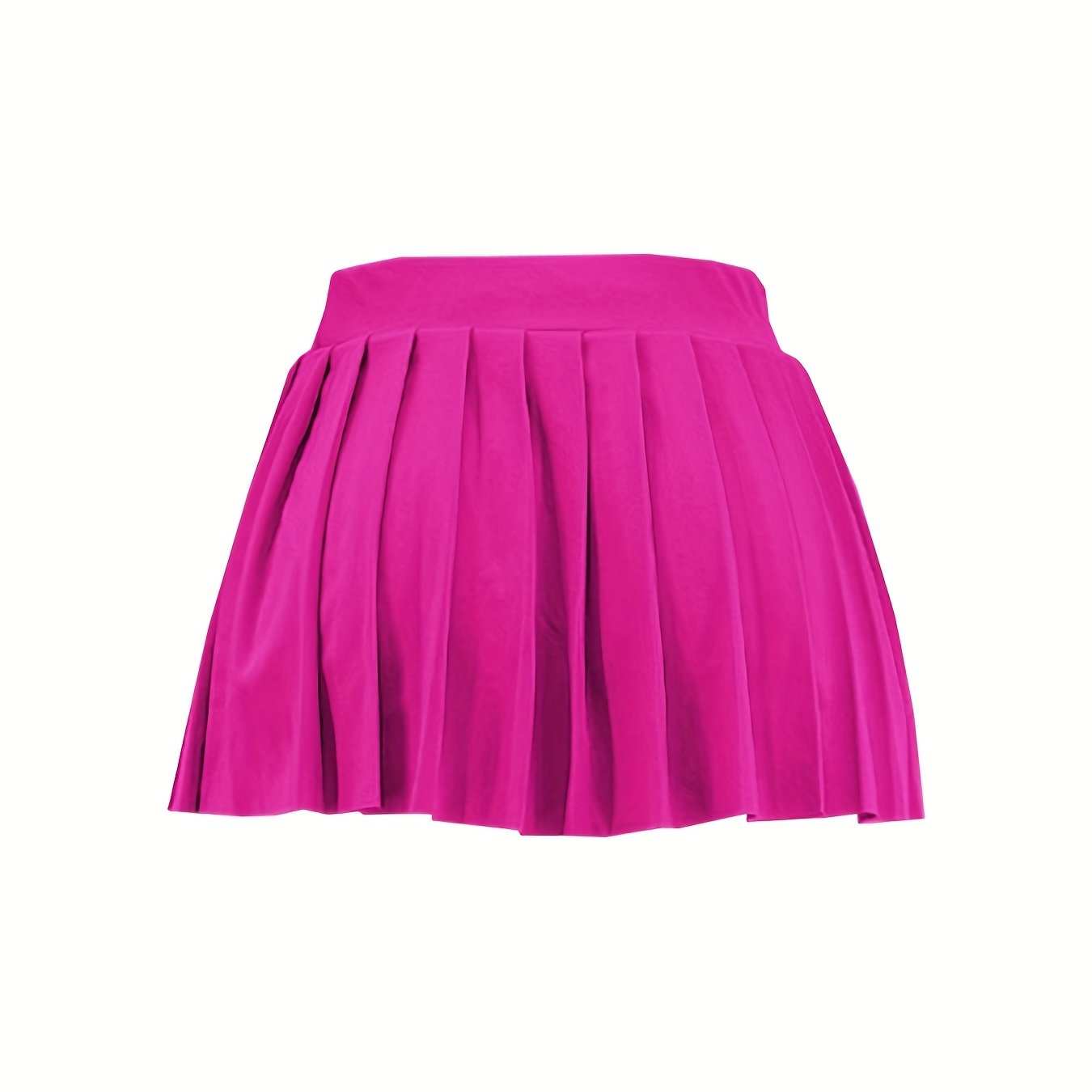 [Bright Pink Skirt] Sexy Summer Bright Pink High-Waisted Pleated Mini Skirt | Stretchy & Machine Washable | Perfect for Casual or Party Outfits for Women