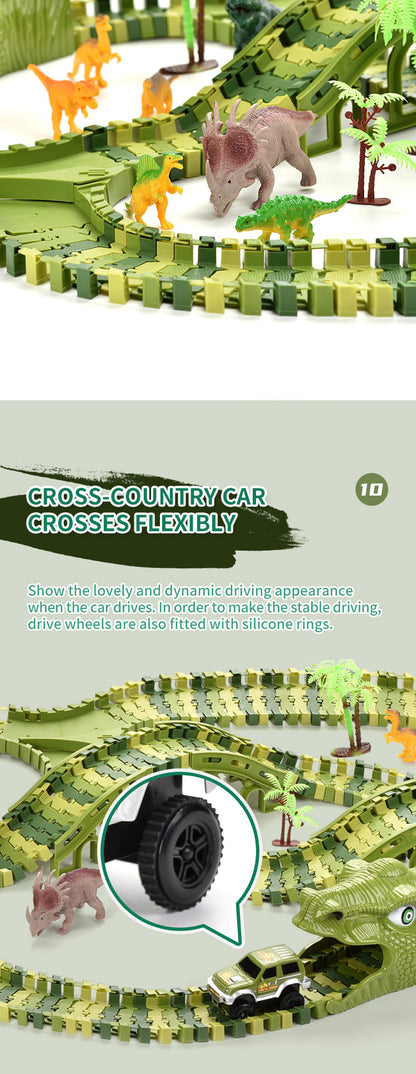 Dinosaur Toys Race Car Track, Create A Dinosaur World Road Race, Flexible Dinosaur Track Toys Set 120/240pcs Christmas Birthday Gifts For Boys Girls Kids Christmas Halloween Thanksgiving Gift Carnival