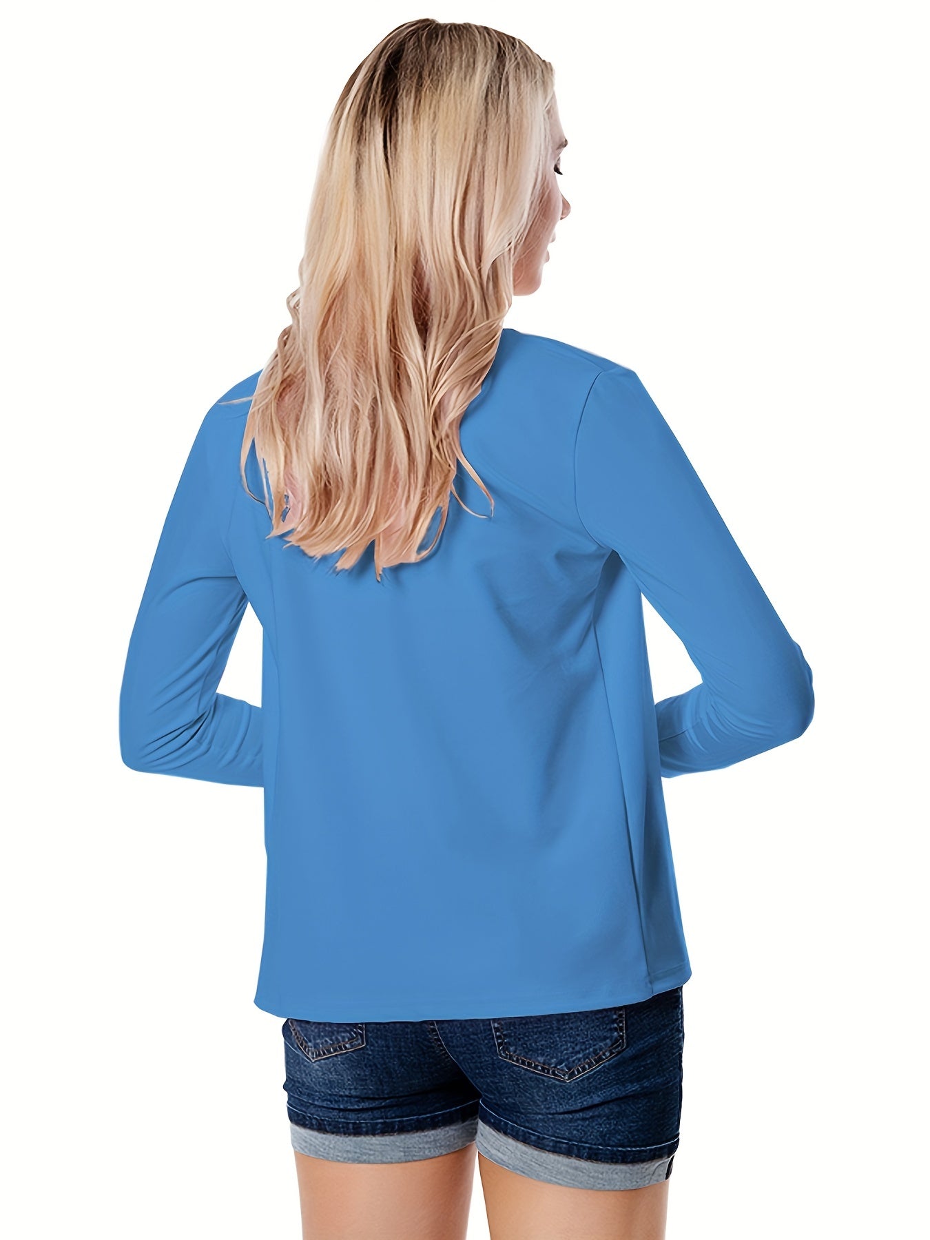 Solid Open Front Blazer, Casual Long Sleeve Blazer For Office & Work, Women's Clothing