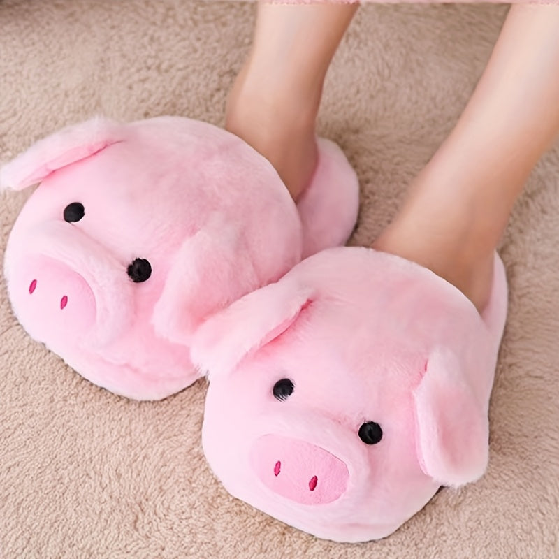 Cozy Pink Pig Plush Slippers for Women - Soft & Warm Winter Home Shoes with Adorable Pig Design, Hand Washable Fabric, Perfect for Indoor Comfort, Playful Footwear