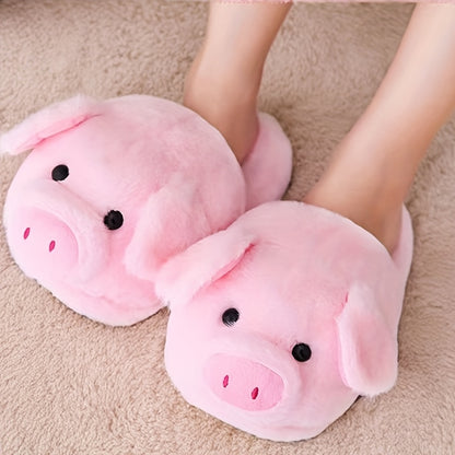 Cozy Pink Pig Plush Slippers for Women - Soft & Warm Winter Home Shoes with Adorable Pig Design, Hand Washable Fabric, Perfect for Indoor Comfort, Playful Footwear
