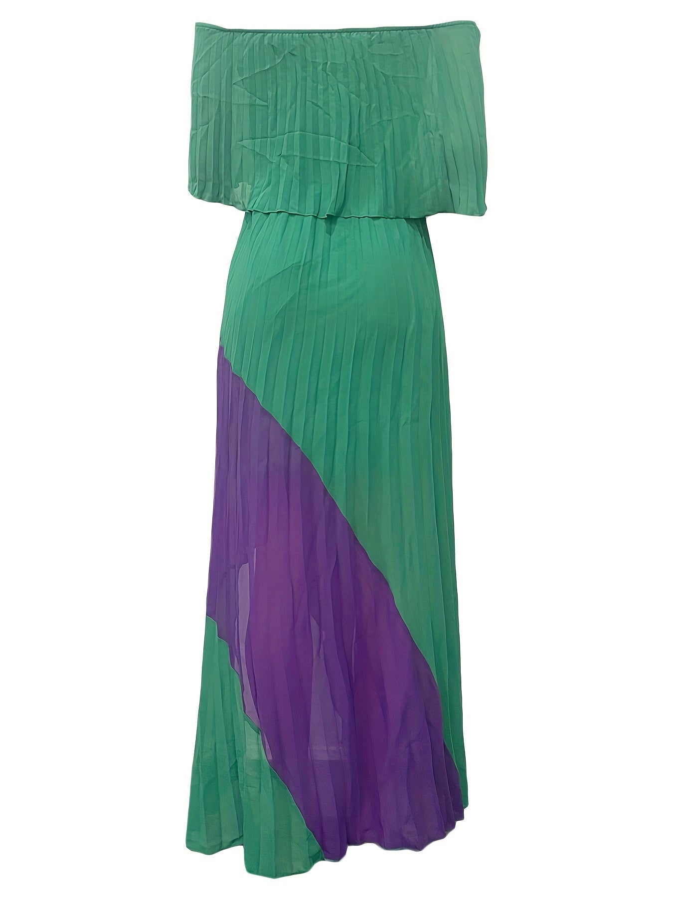 Flattering Pleated Off Shoulder Maxi Dress - Alluring Asymmetrical Hem for Glamorous Parties - Fashion-Forward Womens Formal Wear