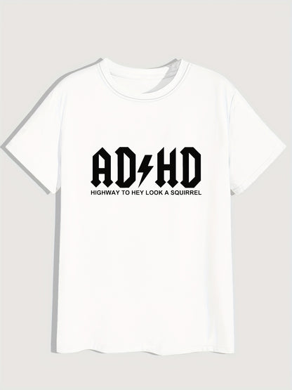 Mens ADHD Graphic Tee - Comfortable & Fashionable Casual Tee with Slight Stretch - Breathable Summer Wear for Trendsetters