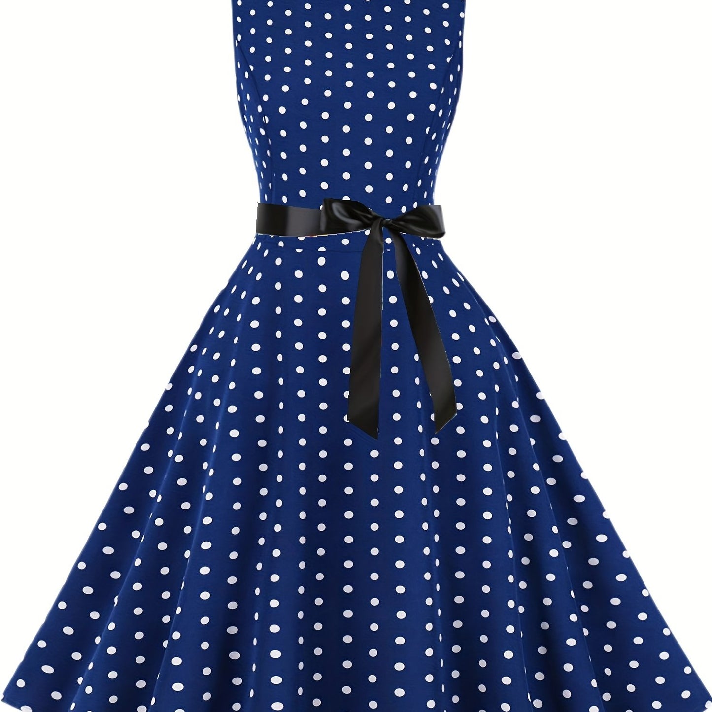 Women's Chic Sleeveless Polka Dot Dress - Vintage-Inspired Summer Sundress With Breathable Fabric, Perfect for Vacation Parties & Spring/Summer Celebrations