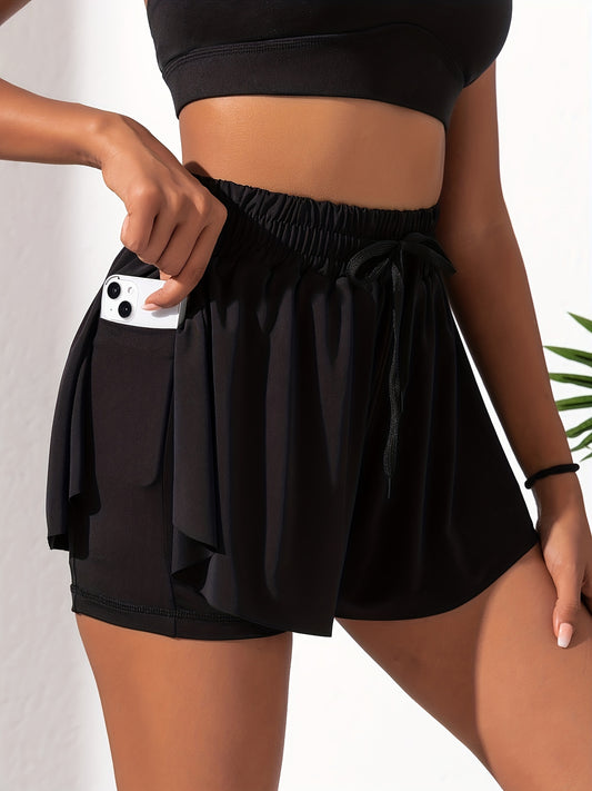 Women'S Summer Breathable Yoga Shorts with Drawstring Side Pockets for Fitness And Running.