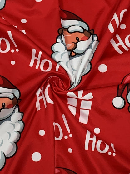 Plus Size Christmas Casual Jumpsuit, Women's Plus Santa Claus & Letter Print V Neck Wide Leg Cami Jumpsuit With Pockets