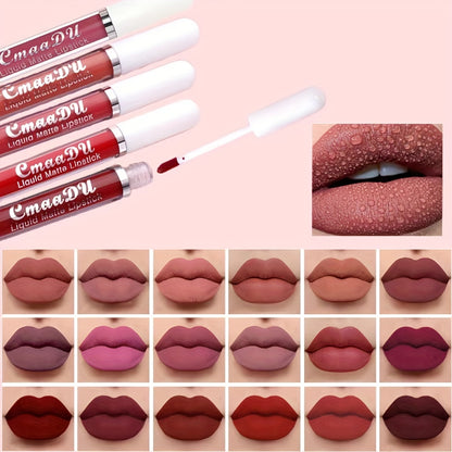Long-Lasting Matte Liquid Lipstick - Waterproof, Non-Stick, Fruit Scented, Sweatproof, Hydrating, Lightweight, Durable Makeup for Dining, Swimming, Summer - Fruit Fragrance, Cup-Shaped Applicator