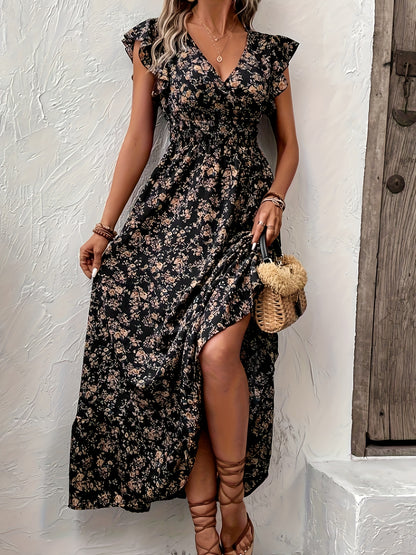 Floral Print Ruffled A-Line Dress