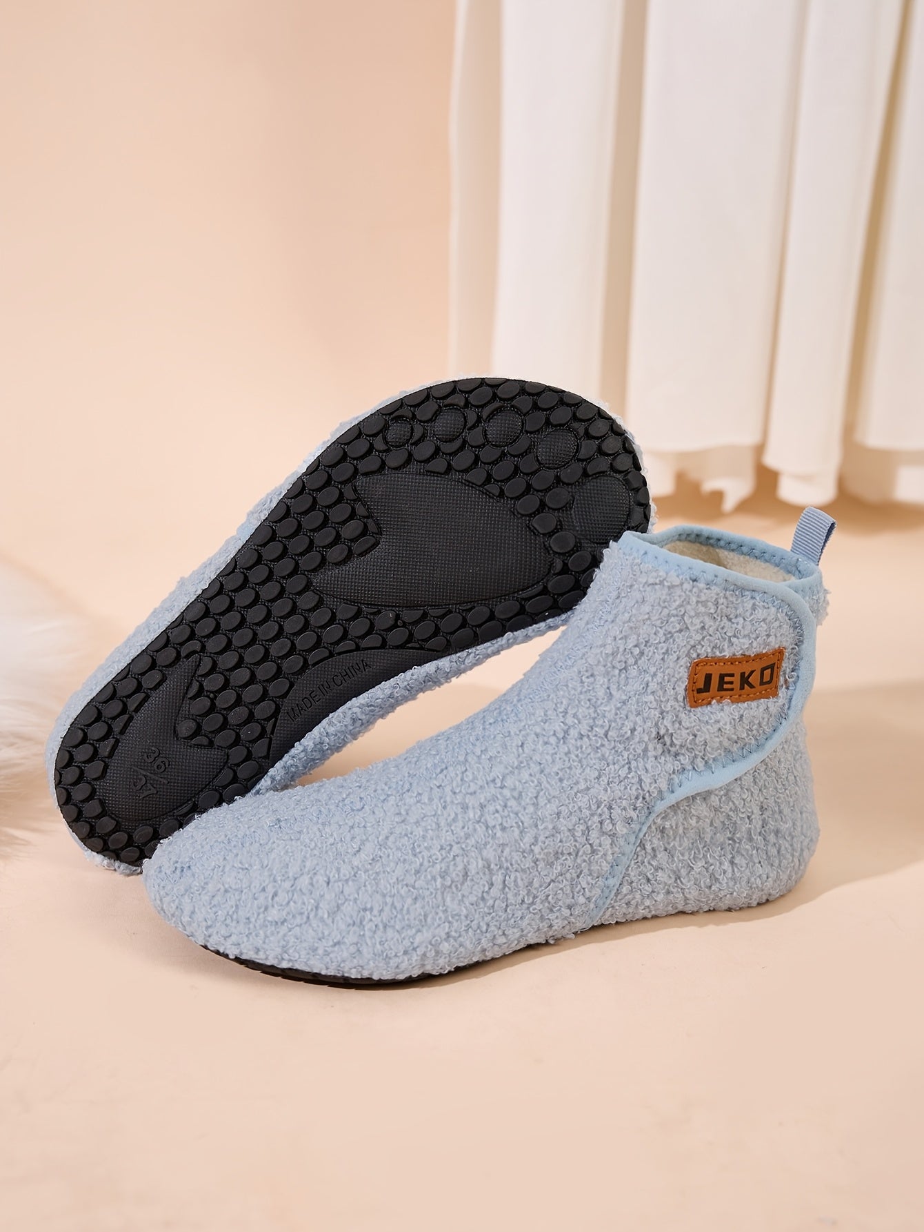 Women's Winter Warm Slip-On Slippers with Closure - Soft Fabric Indoor/Outdoor House Shoes, Non-Slip Rubber Sole & Plush Lining for Cozy Comfort, Light Blue, Indoor Slippers, Home Comfort, Simple Style, Comfortable Fit, Home