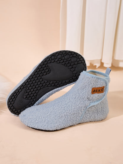 Women's Winter Warm Slip-On Slippers with Closure - Soft Fabric Indoor/Outdoor House Shoes, Non-Slip Rubber Sole & Plush Lining for Cozy Comfort, Light Blue, Indoor Slippers, Home Comfort, Simple Style, Comfortable Fit, Home
