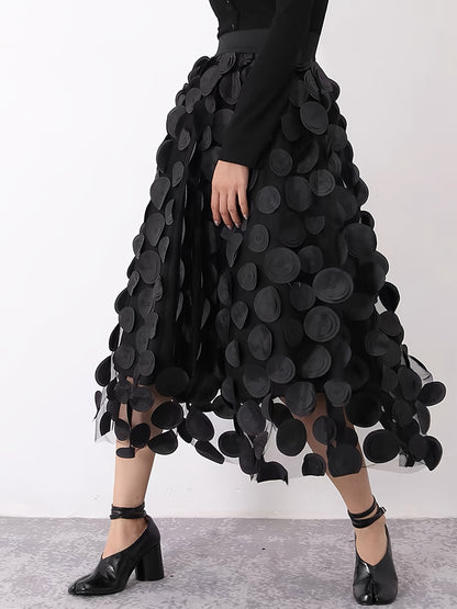 Applique High Waist Skirts, Elegant Maxi Skirts For Spring & Summer, Women's Clothing