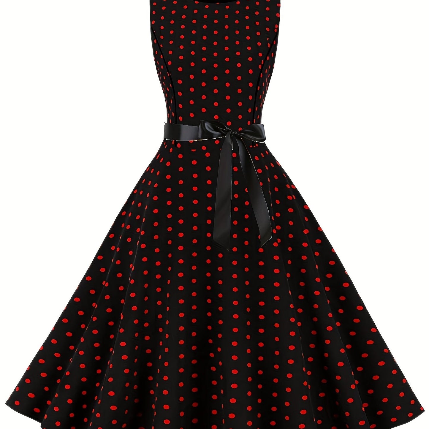 Women's Chic Sleeveless Polka Dot Dress - Vintage-Inspired Summer Sundress With Breathable Fabric, Perfect for Vacation Parties & Spring/Summer Celebrations