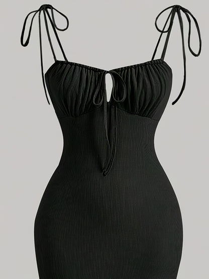 Lace Up Cut Out Ruched Dress