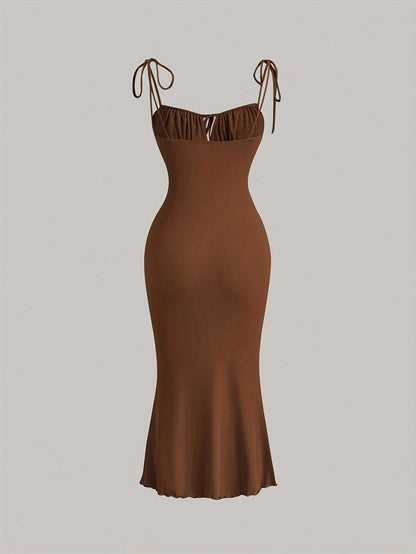 Lace Up Cut Out Ruched Dress