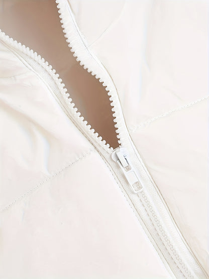 Women'S Elegant High-Neck Padded Vest with Drawstring Detail - Solid Color, Thick Warm Winter Sleeveless Jacket Vest, Casual Streetwear Style, 200g/m² Fabric Weight, Autumn/Winter Essential