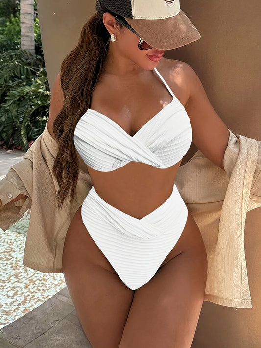 Women's Fashion Solid Color Bikini Set