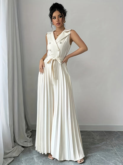 Double-Breasted Pleated Jumpsuit (Horizontal Orientation) YY1225006
