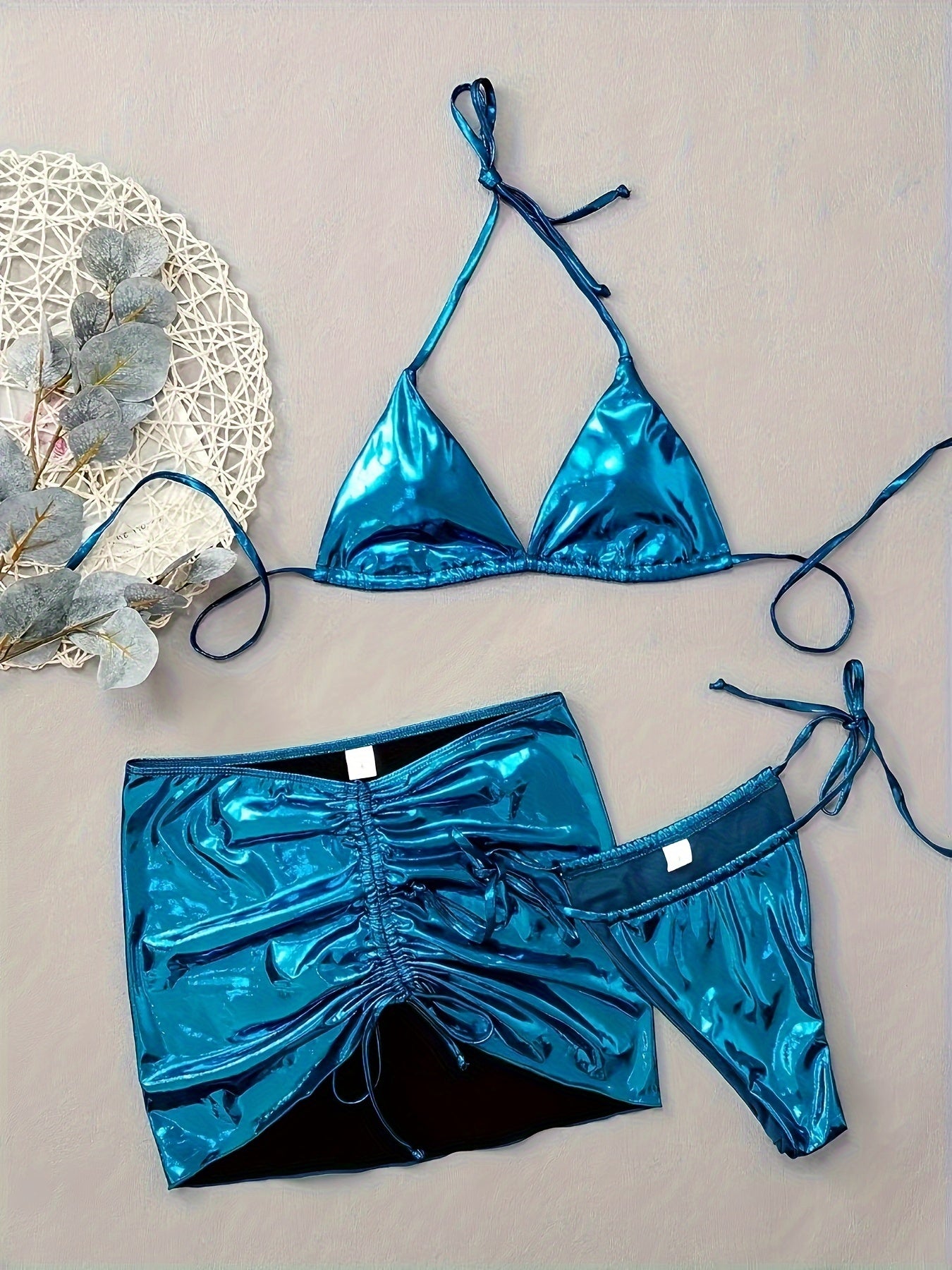 24 European and American Cross-border Bikini Set Sexy Slim Fit Glitter Fabric Nightclub Bikini Hot Selling