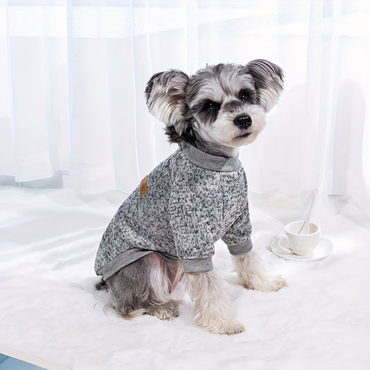 1pc Dog Puppy Knitted Classic Sweater, Warm Fleece Sweater Clothes, Thermal Winter Clothing For Dogs Cats