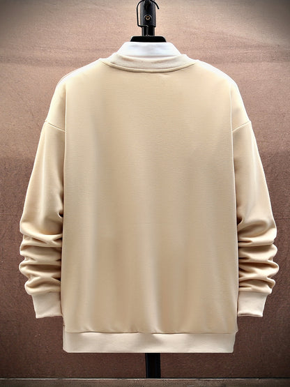 Big Eagle Print Men's Crew Neck Long Sleeve Sweatshirt, Casual Wear, Men's Clothing