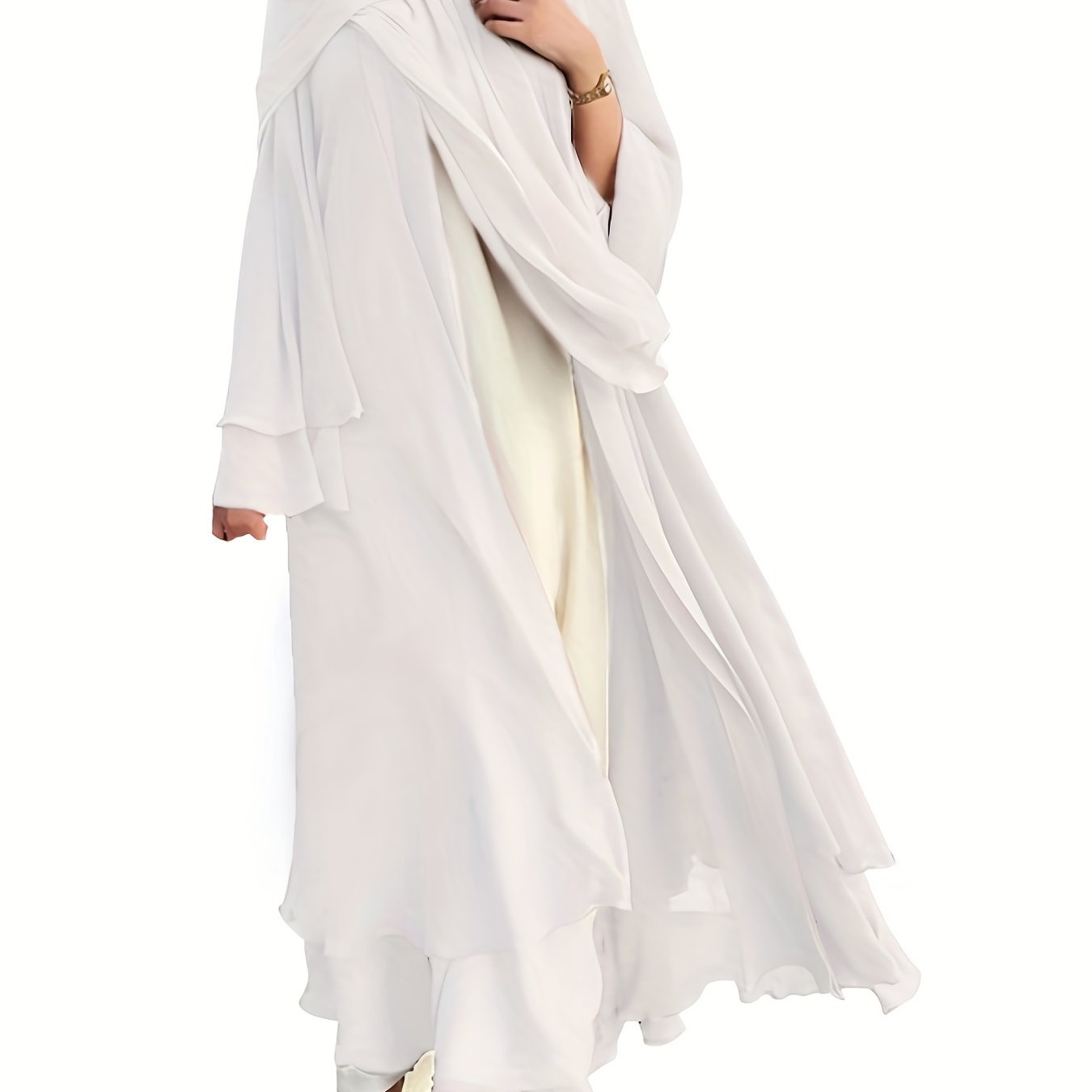 Ramadan Islamic Modest Dress Without Hijab, Long Sleeve Open Front Casual Modest Muslim Dress, Women's Clothing