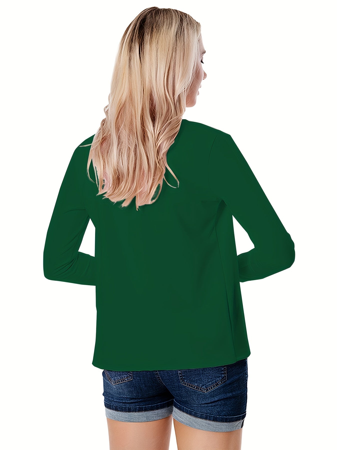 Solid Open Front Blazer, Casual Long Sleeve Blazer For Office & Work, Women's Clothing