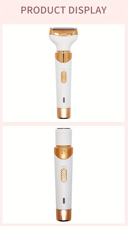 4-in-1 Women's Electric Razor - Wet & Dry Hair Remover For Pubic Hair, Eyebrow, Nose, Face, Legs, Underarms - Portable Bikini Trimmer - Rechargeable & Cordless - Gentle & Effective Hair Shaving