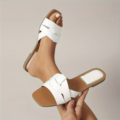 2025 New Arrival Women's Casual Sandals - Lightweight, Comfortable, Open-Toe Slip-Ons for Beach & Outdoor, Golden, Nude, White, Black