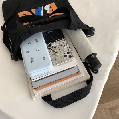 New Ins Letter Canvas Bag Unisex Diagonal Bag With Pendant Bag Dual-Purpose Canvas Bag