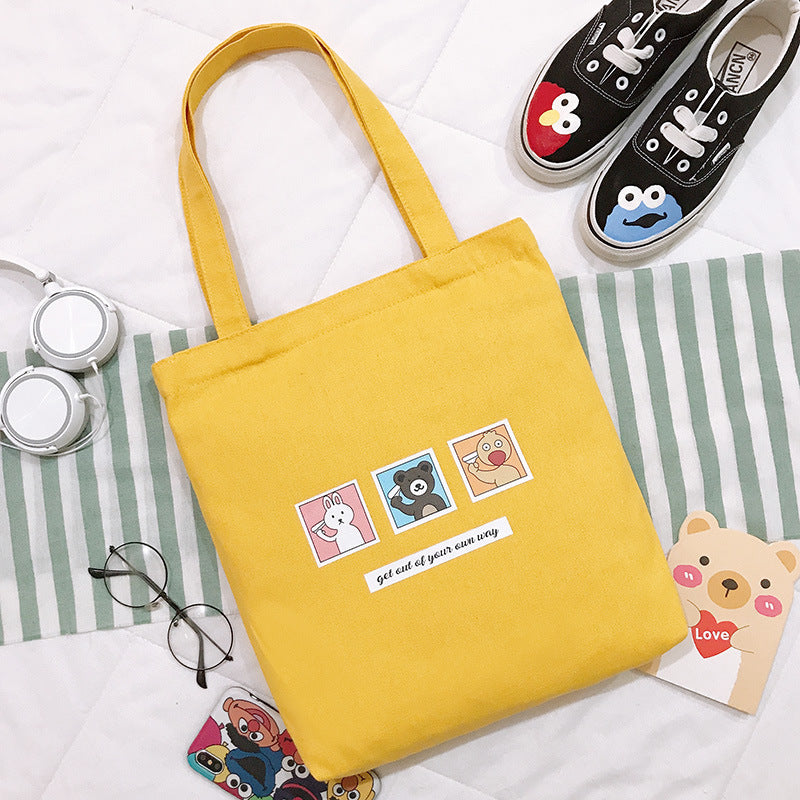 Bag Women's New Cartoon Cute Student Shoulder Bag Canvas Tote Bag