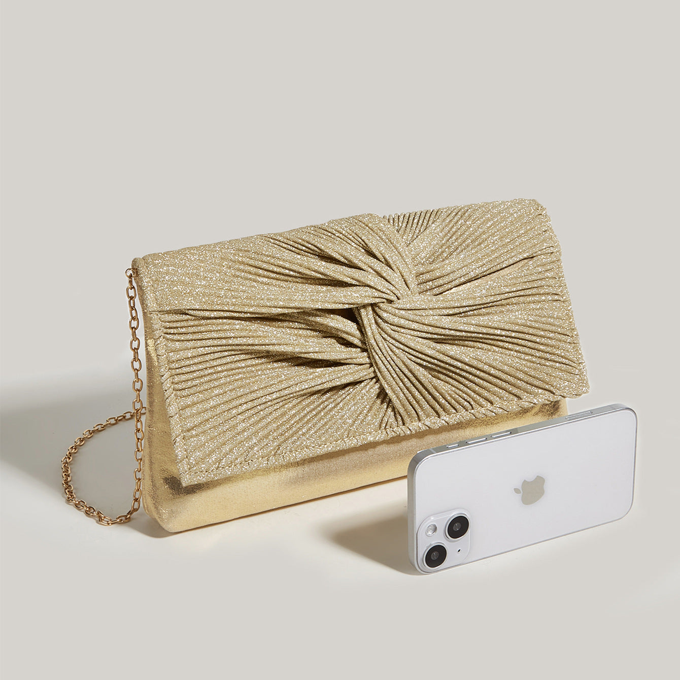 Fashion Dress Evening Bag High-End Temperament Evening Bag Pleated Shiny Clutch Bag Women's Bag