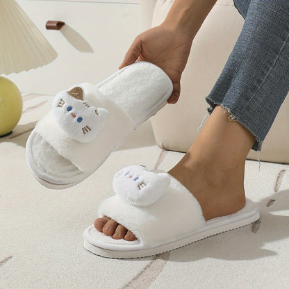 [Cozy Plush Slippers] Warm Cozy Women's Winter Plush Slippers | Cute Cat Design, Non-Slip Indoor Footwear, Soft EVA Sole, Hand Washable | Perfect for Home Comfort, Ladies Slippers