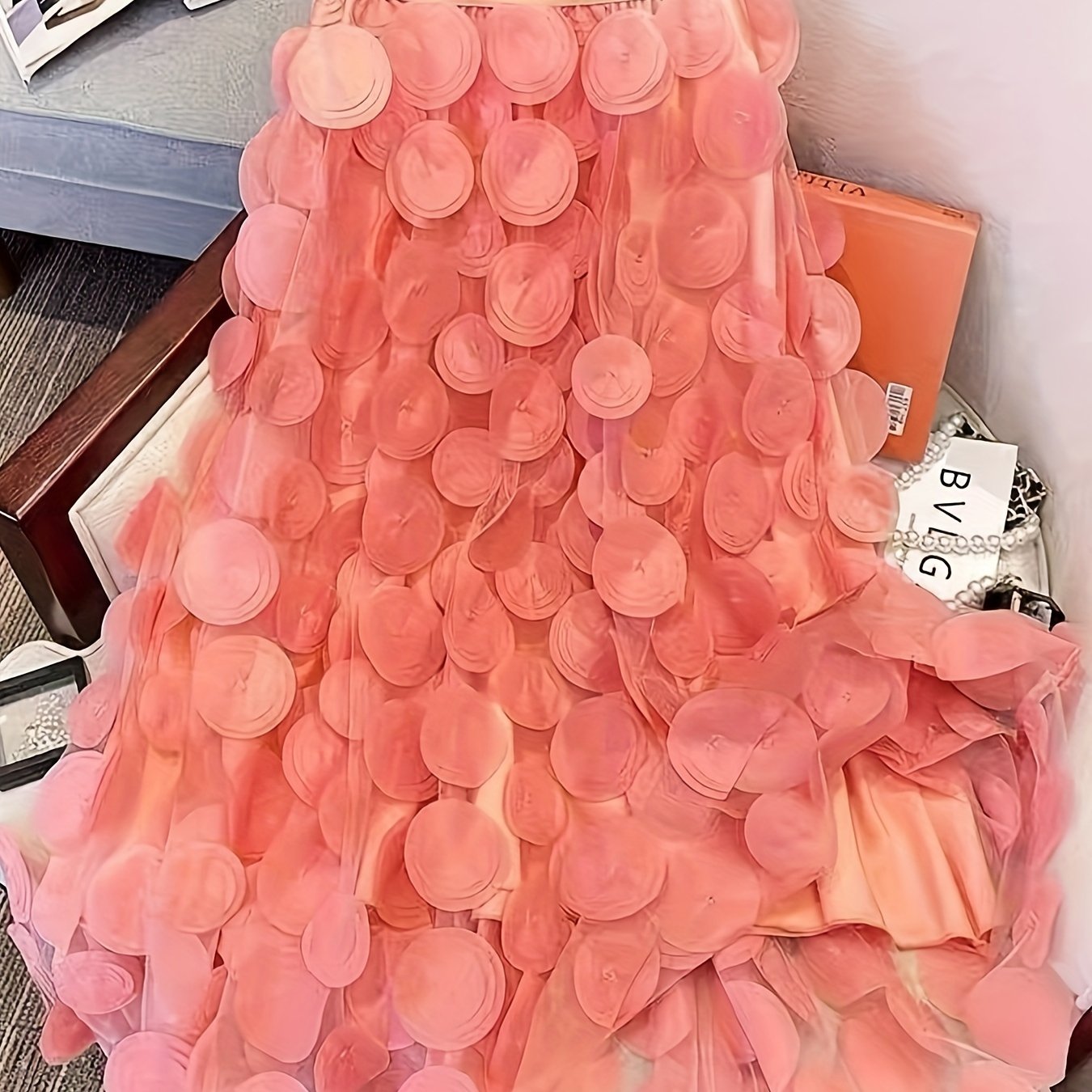 Applique High Waist Skirts, Elegant Maxi Skirts For Spring & Summer, Women's Clothing