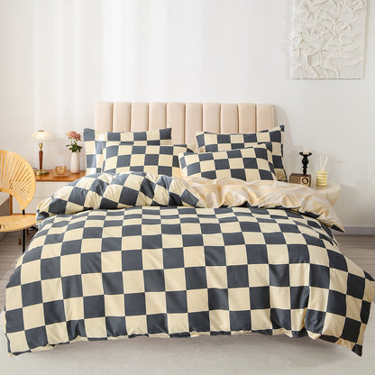 3pcs Checkered Duvet Cover Set, Bedding Set For Bedroom, Guest Room (1*Duvet Cover + 2*Pillowcases, Without Core)