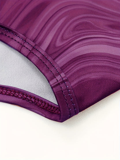 Abstract Ripple Print Dress, Sexy Mock Neck Long Sleeve Dress, Women's Clothing