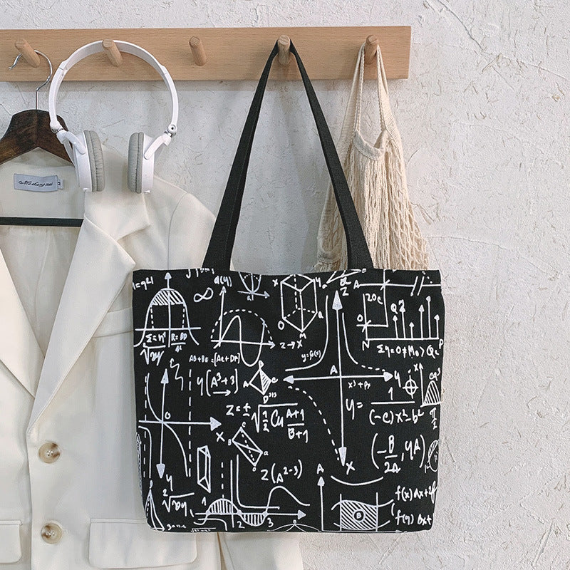 Personalized Graffiti Canvas Bag Large Capacity Casual Fashion All-Match Shopping Tote Bag Ins Fresh And Sweet Shoulder Bag