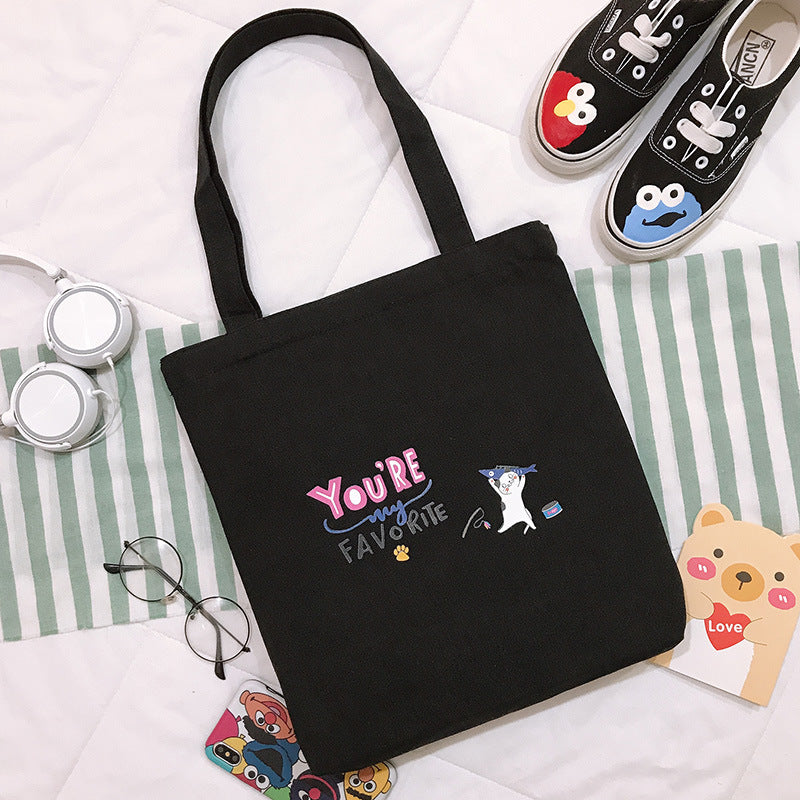 Bag Women's New Cartoon Cute Student Shoulder Bag Canvas Tote Bag