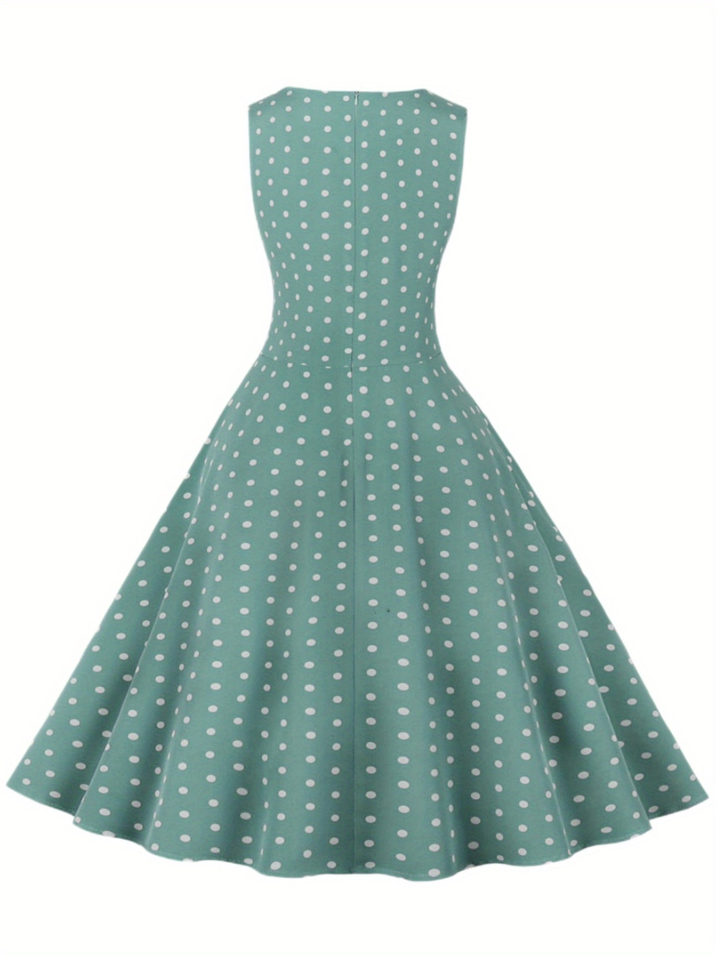 Women's Chic Sleeveless Polka Dot Dress - Vintage-Inspired Summer Sundress With Breathable Fabric, Perfect for Vacation Parties & Spring/Summer Celebrations