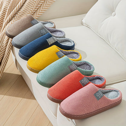 Cozy Fleece-Lined Slippers for Men and Women - Soft, Warm, Non-Slip Rubber Sole, Machine Washable, Available in Multiple Colors