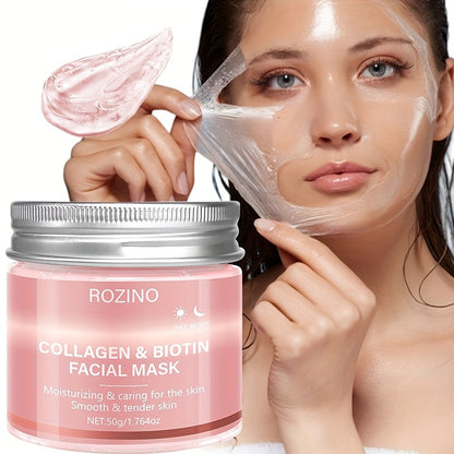 50gbiotin collagen day and night mask, moisturizing, keep the Light Beige hydrated and full, firming the Light Beige, brightening the Light Beige, smoothing the Light Beige, making the Light Beige look younger, suitable for d
