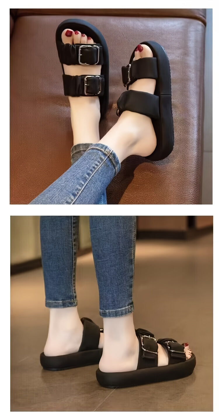 [New Style Thick Sole Slippers] New Style Thick Sole Slippers - Anti-slip Beach Slippers for Pregnant Women in Summer 2024 - Cool High-end One-Word Slippers