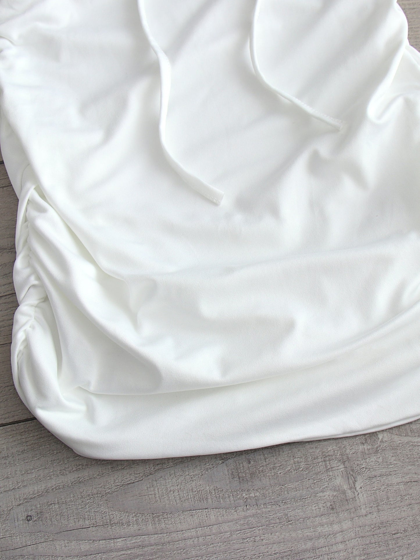 Off Shoulder Ruched Mini Dress, Chic Solid Color Long Sleeve Tie Bodycon Dress For Spring & Fall, Women's Clothing