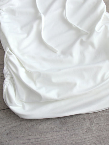 Off Shoulder Ruched Mini Dress, Chic Solid Color Long Sleeve Tie Bodycon Dress For Spring & Fall, Women's Clothing