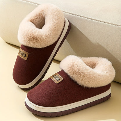 Cozy Winter Plush-Lined Slippers for Men and Women - Soft Indoor House Shoes with Trim, Gray and Maroon Options, Warm Ankle Support for Home Comfort, Casual Slippers | Casual Style Slippers | Plush Lining, House Slippers