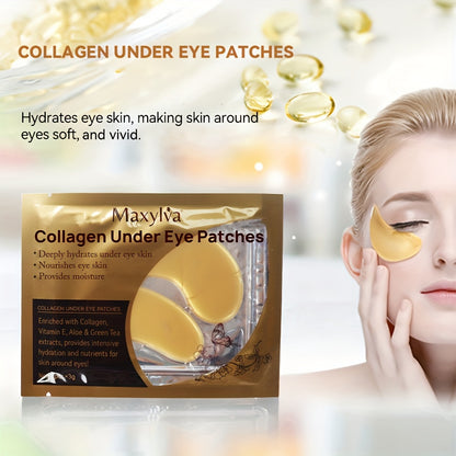 [Hydrating & Moisturizing] Maxylva Collagen Under Eye Patches | Hydrating & Moisturizing | Aloe Vera, Vitamin E & Green Tea Extracts | Alcohol-Free, Ideal for All Skin Types | Eye Care