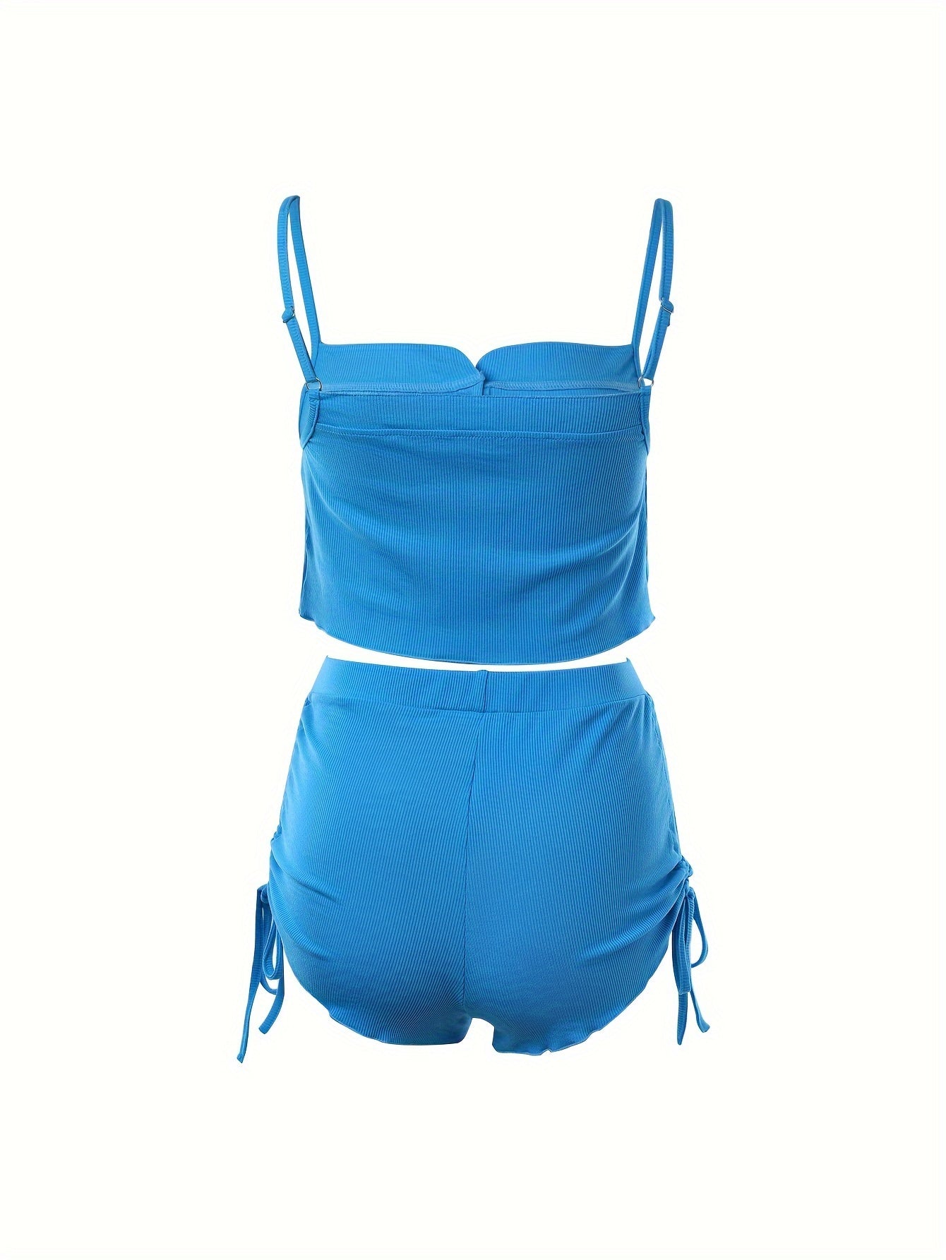 Simple Solid Print Lounge Set, Buttons Cami Top & Drawstring Shorts, Women's Loungewear & Sleepwear Koningsdag/King's Day