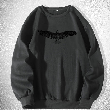 Big Eagle Print Men's Crew Neck Long Sleeve Sweatshirt, Casual Wear, Men's Clothing